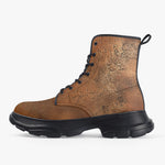 Casual Leather Chunky Boots Antique Copper Texture