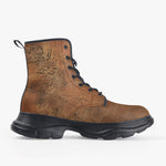 Casual Leather Chunky Boots Antique Copper Texture