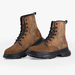 Casual Leather Chunky Boots Antique Copper Texture