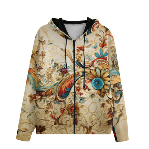 Men's Zip Up Hoodie Floral Paisley Ornament