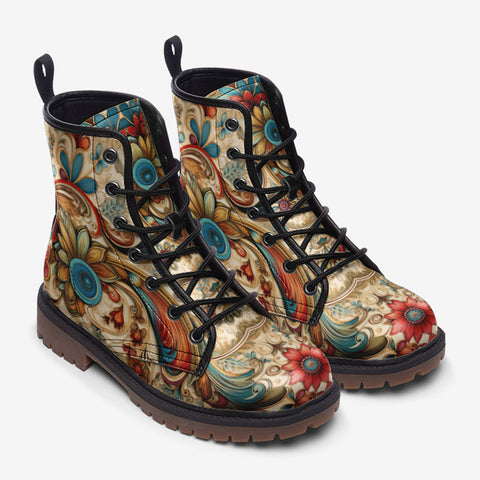 Leather Boots Floral Paisley Ornament