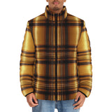 Down-Padded Puffer Jacket Luxury Golden Tartan Plaid