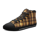 High-Top Canvas Shoes Luxury Golden Tartan Plaid