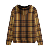 Men's Zip Up Hoodie Luxury Golden Tartan Plaid