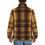 Down-Padded Puffer Jacket Luxury Golden Tartan Plaid