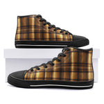 High-Top Canvas Shoes Luxury Golden Tartan Plaid
