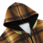 Men's Zip Up Hoodie Luxury Golden Tartan Plaid