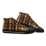 High-Top Canvas Shoes Luxury Golden Tartan Plaid