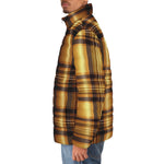 Down-Padded Puffer Jacket Luxury Golden Tartan Plaid