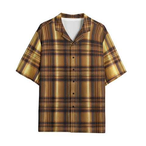 Hawaiian Shirt Luxury Golden Tartan Plaid