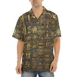 Hawaiian Shirt Wall Engraved Golden Egyptians Symbols