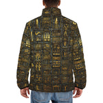 Down-Padded Puffer Jacket Wall Engraved Golden Egyptians Symbols