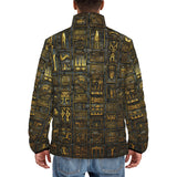 Down-Padded Puffer Jacket Wall Engraved Golden Egyptians Symbols