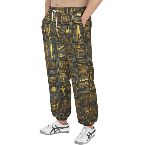 Men's Sweatpants Wall Engraved Golden Egyptians Symbols