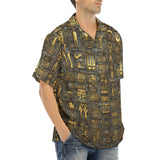 Hawaiian Shirt Wall Engraved Golden Egyptians Symbols