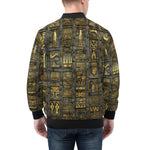 Bomber Jacket Wall Engraved Golden Egyptians Symbols