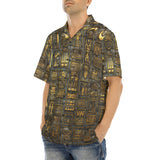 Hawaiian Shirt Wall Engraved Golden Egyptians Symbols