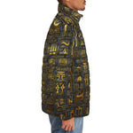 Down-Padded Puffer Jacket Wall Engraved Golden Egyptians Symbols