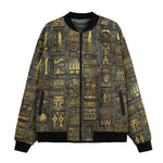 Bomber Jacket Wall Engraved Golden Egyptians Symbols