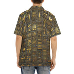 Hawaiian Shirt Wall Engraved Golden Egyptians Symbols