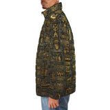 Down-Padded Puffer Jacket Wall Engraved Golden Egyptians Symbols