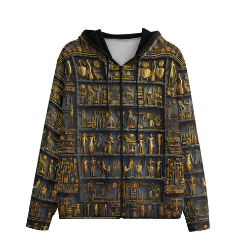 Men's Zip Up Hoodie Golden Egyptian Ornaments