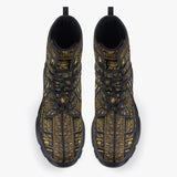 Casual Leather Chunky Boots Golden Egyptian Ornaments