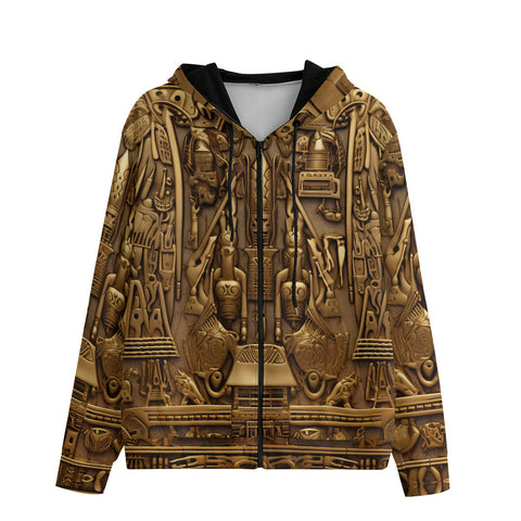 Men's Zip Up Hoodie Golden Egyptian Art