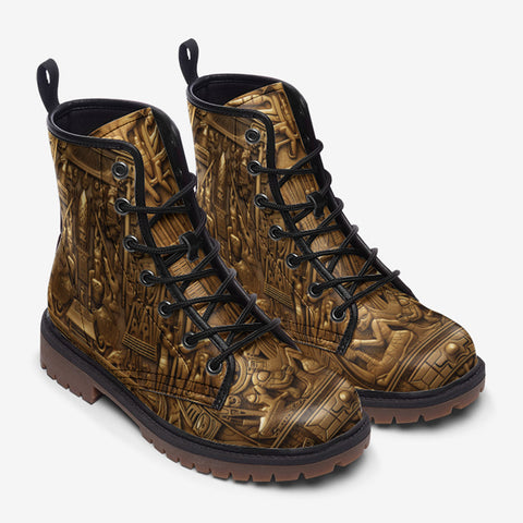 Leather Boots Golden Egyptian Art