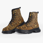 Casual Leather Chunky Boots Golden Egyptian Art