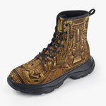 Casual Leather Chunky Boots Golden Egyptian Art