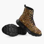 Casual Leather Chunky Boots Golden Egyptian Art