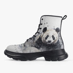 Casual Leather Chunky Boots Watercolor Panda