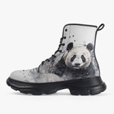 Casual Leather Chunky Boots Watercolor Panda