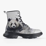 Casual Leather Chunky Boots Watercolor Panda