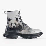 Casual Leather Chunky Boots Watercolor Panda