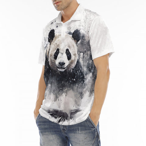 Men's Polo Shirt Watercolor Panda