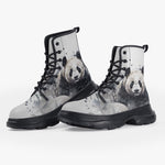 Casual Leather Chunky Boots Watercolor Panda