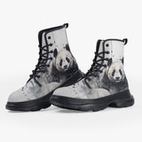 Casual Leather Chunky Boots Watercolor Panda