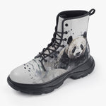 Casual Leather Chunky Boots Watercolor Panda