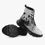 Casual Leather Chunky Boots Watercolor Panda