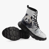 Casual Leather Chunky Boots Watercolor Panda