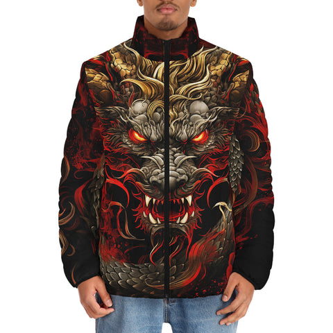 Down-Padded Puffer Jacket Fantasy Chinese Dragon
