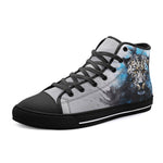 High-Top Canvas Shoes Watercolor Leopard Art