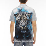 Men's Polo Shirt Watercolor Leopard Art