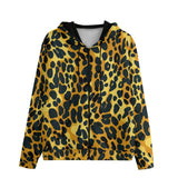 Men's Zip Up Hoodie Golden Leopard Texture