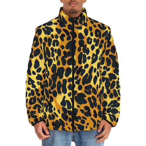 Down-Padded Puffer Jacket Golden Leopard Texture