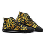 High-Top Canvas Shoes Golden Leopard Texture
