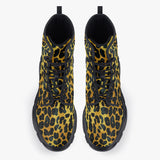 Casual Leather Chunky Boots Golden Leopard Texture