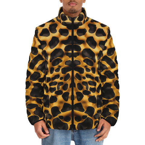 Down-Padded Puffer Jacket Golden Leopard Print